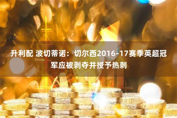 升利配 波切蒂诺：切尔西2016-17赛季英超冠军应被剥夺并授予热刺