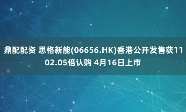 鼎配配资 思格新能(06656.HK)香港公开发售获1102.05倍认购 4月16日上市