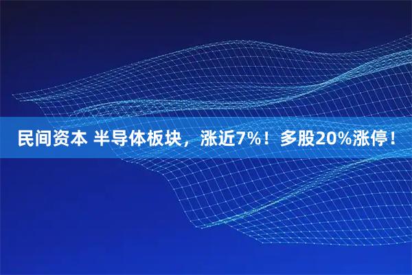 民间资本 半导体板块，涨近7%！多股20%涨停！